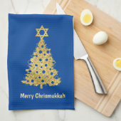 Chrismukkah Kitchen Towel met Tree Star van David Theedoek (Quarter Fold)