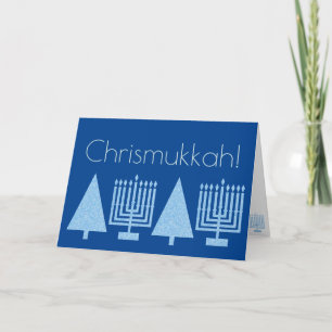 Chrismukkah Light Blue Holiday Voeg je foto toe Feestdagen Kaart