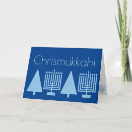 Chrismukkah Light Blue Holiday Voeg je foto toe Feestdagen Kaart
