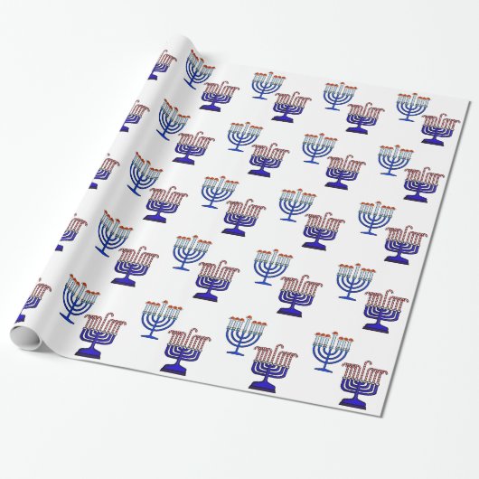 Chrismukkah Menorahs Wrapping Paper Cadeaupapier (Uitgerold)