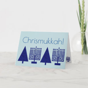 Chrismukkah Navy Blue Holiday Voeg je foto toe Feestdagen Kaart