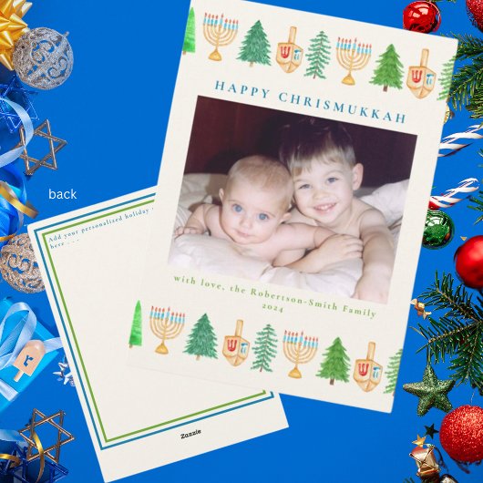 Chrismukkah Photo Holiday Message 5x7 Vakantiekaar Feestdagenkaart