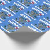 Chrismukkah Santa Hat en Menorah Cadeaupapier (Hoek)
