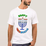 Chrismukkah Santa Hat Menorah T-Shirt<br><div class="desc">De term "Chrismukkah" begon in 2003 op een televisie-show genaamd "The O.C.". Het kan worden geïnterpreteerd als (1) het mengen van Kerstmis en Hanukkah tijdens het vakantieseizoen in huizen waar men joods is en een van de Christelijke protestanten. Het is een manier om beide zijden van een familie met twee...</div>