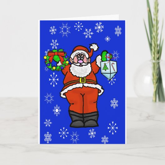 Chrismukkah Santa Snowflakes Wenskaart Kaart (Voorkant)