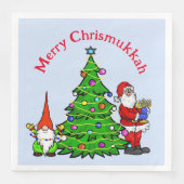 Chrismukkah Santa, Tree en Gnome Napkins Servet (Voorkant)