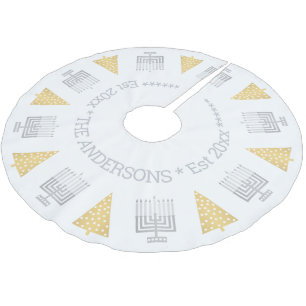 Chrismukkah Silver Menorahs Gold Trees Holiday Kerstboom Rok
