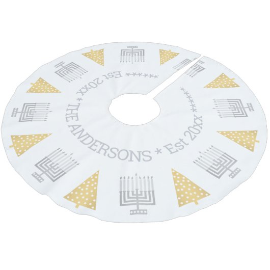 Chrismukkah Silver Menorahs Gold Trees Holiday Kerstboom Rok (Gekanteld)