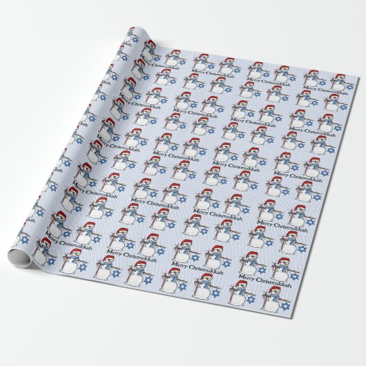 Chrismukkah Snowman Wrapping Paper Cadeaupapier (Uitgerold)