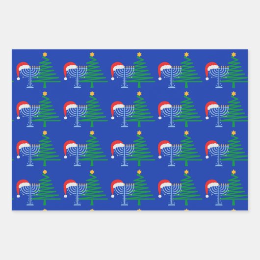 Chrismukkah Wrapping Paper Flat Sheet Set van 3 (Voorkant)