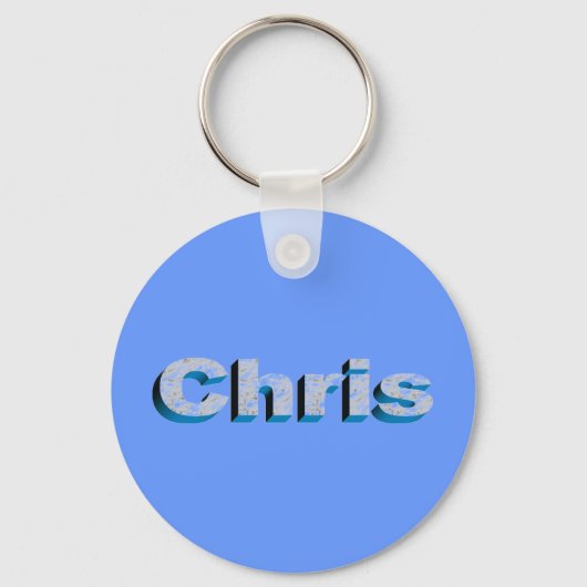 Chris's blauwe sleutelketen sleutelhanger (Voorkant)