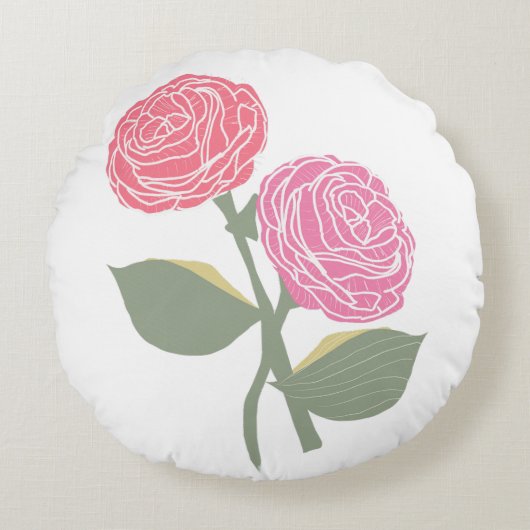 Chrissy Chrysantemum Rond Kussen (Voorkant)