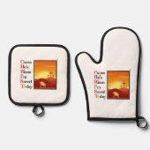 Christ Acroniem Oven Mitt & Pot Holder Ovenwant & Pannenlap Set (Voorkant)