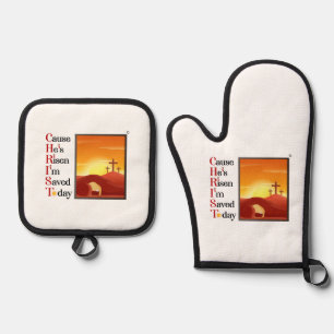 Christ Acroniem Oven Mitt & Pot Holder Ovenwant & Pannenlap Set