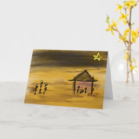 Christ Birth Christmas Kaart (Gele Bloem)