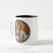 Christ Blessing Tweekleurige Koffiemok (Voorkant links)