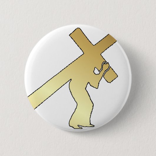CHRIST CARRYING CROSS RONDE BUTTON 5,7 CM (Voorkant)