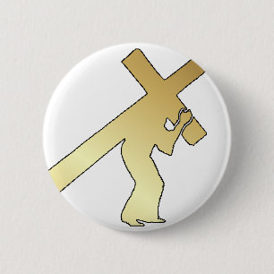 CHRIST CARRYING CROSS RONDE BUTTON 5,7 CM