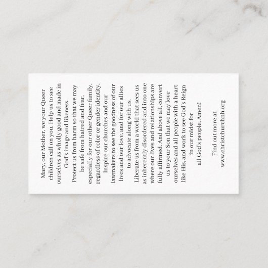 Christ Church Rainbow Madonna Card Visitekaartje (Achterkant)
