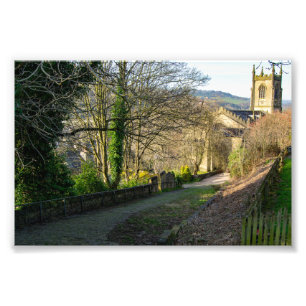 Christ Church Sowerby Bridge: Historische Kerkbank Foto Afdruk