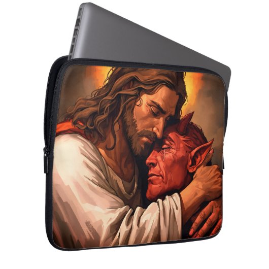 Christ Comforting Lucifer Laptop Case (Voorkant Rechts)