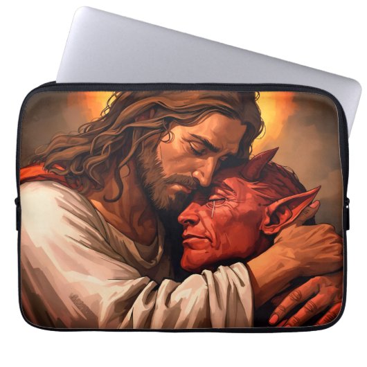 Christ Comforting Lucifer Laptop Case (Voorkant)