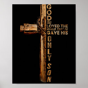 Christ Cross Christelijk Johannes 3 16 God Zo Love Poster