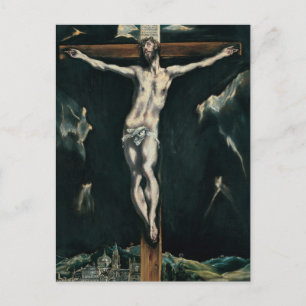 Christ gekruisigd met Toledo op de achtergrond Briefkaart