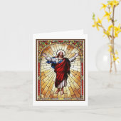 CHRIST Glas in lood Window Kaart (Gele Bloem)