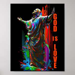 Christ God is Love Graffiti Design voor Christelij Poster