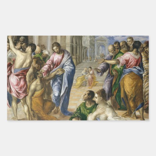 Christ Healing the Blind Rechthoekige Sticker (Voorkant)