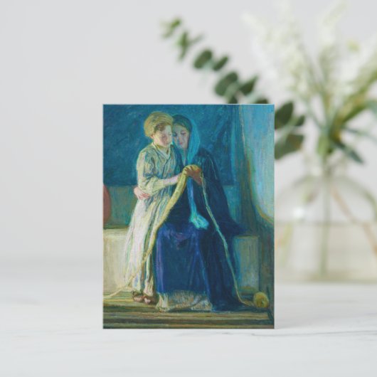 Christ & His Mother Studying the Scripts Feestdagenkaart (Staand voorkant)