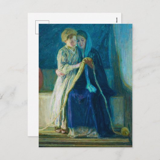 Christ & His Mother Studying the Scripts Feestdagenkaart (Voorkant / Achterkant)