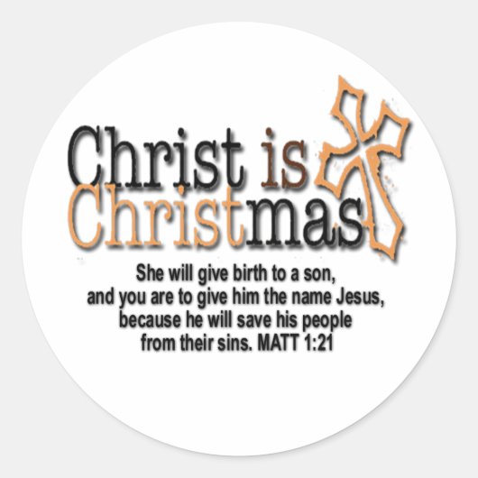 CHRIST IS CHRISTMAS RONDE STICKER (Voorkant)