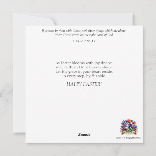 Christ is Risen Elegant Floral Waterverf Cross Feestdagenkaart (Achterkant)