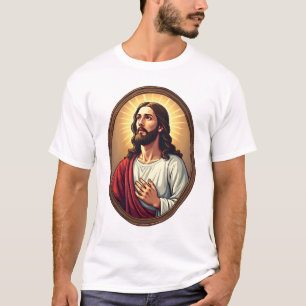 Christ Light Crest Vintage Gravure Witte T-shirt 2