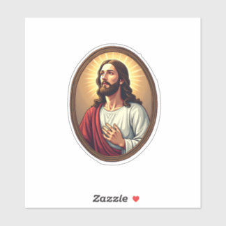 Christ Light Crest Vintage Gravure Witte T-shirt 2 Sticker