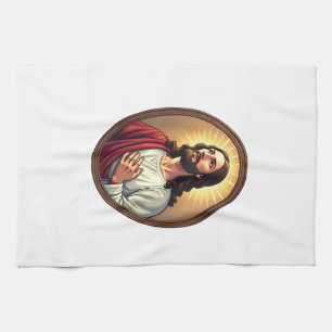 Christ Light Crest Vintage Gravure Witte T-shirt 2 Theedoek