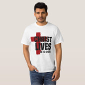 CHRIST LIVES Hij wordt Christelijk-kruispaasen T-shirt (Voorkant volledig)