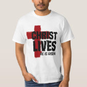 CHRIST LIVES Hij wordt Christelijk-kruispaasen T-shirt (Voorkant)