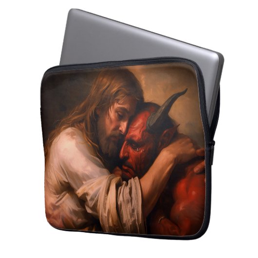 Christ Loving Lucifer Laptop Sleeve (Voorkant Links)
