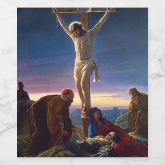 Christ on the Cross by Carl Bloch Wijn Etiket (Enkel label)