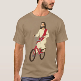 Christ op een fiets Grappig Religieus Heer Jezus K T-shirt