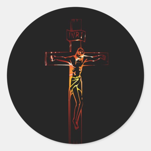 Christ sur croix Black Edition Ronde Sticker (Voorkant)