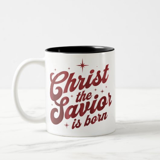 Christ The Savior Is Born Christian Christmas  Tweekleurige Koffiemok (Links)