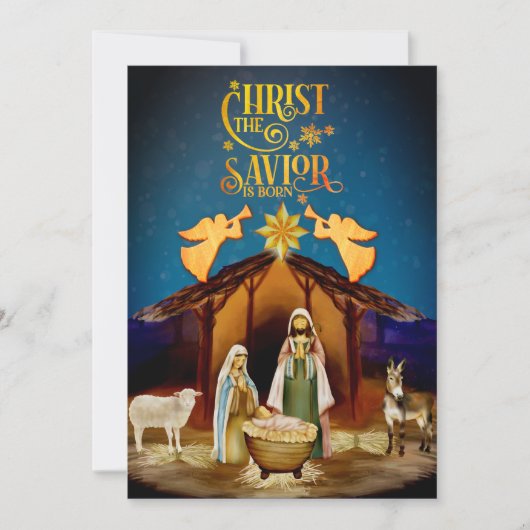 "Christ The Savior Is Born" Nativity Christmas Feestdagenkaart (Voorkant)