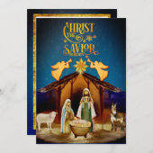 "Christ The Savior Is Born" Nativity Christmas Feestdagenkaart (Voorkant / Achterkant)