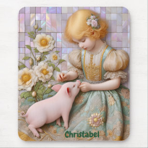 CHRISTABEL ~ Pastel Girl Piglet ~ Mousepad Muismat