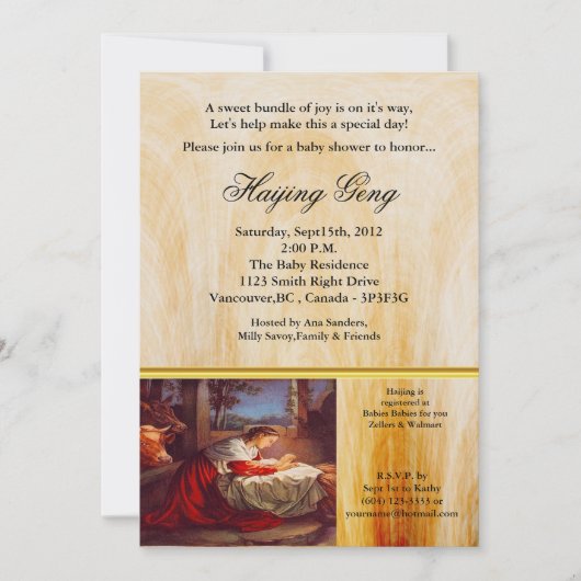 Christain Baby shower Invitation 2 Kaart (Voorkant)