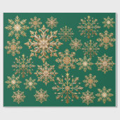 Christams Gold and Green Snowflake Wrapping paper Cadeaupapier (Vlak)